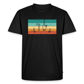 Bûcheron vintage à battement de cœur - T-shirt Premium bio Homme - noir - Devant - Nico (187cm)