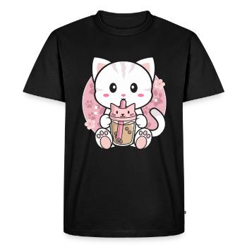 Thé à bulles pour chat - T-shirt Premium bio Homme - noir - Devant - Nico (187cm)
