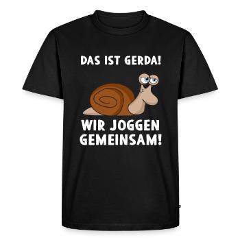 Das Ist Gerda Wir Joggen Gemeinsam - Männer Premium Bio T-Shirt - Schwarz - Vorne - Nico (187cm)