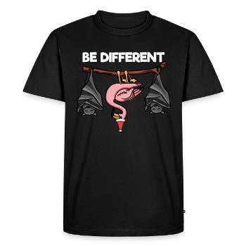 Be Different Flamingo Bat Santa Claus - Men's Premium Organic T-Shirt - black - Front - Nico (187cm)