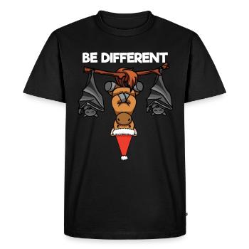 Soyez différent Pony Bat Père Noël - T-shirt Premium bio Homme - noir - Devant - Nico (187cm)