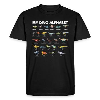 Mon alphabet Dino Nom de lettre de dinosaure - T-shirt Premium bio Homme - noir - Devant - Nico (187cm)