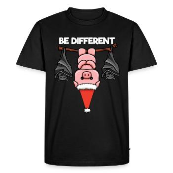 Be Different Pig Bat Santa Claus - Men's Premium Organic T-Shirt - black - Front - Nico (187cm)