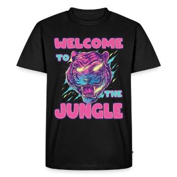Tigre. Bienvenue dans la jungle - T-shirt Premium bio Homme - noir - Devant - Nico (187cm)