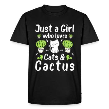 Just A Girl Who Loves Cats And Cactus - Men's Premium Organic T-Shirt - black - Front - Nico (187cm)