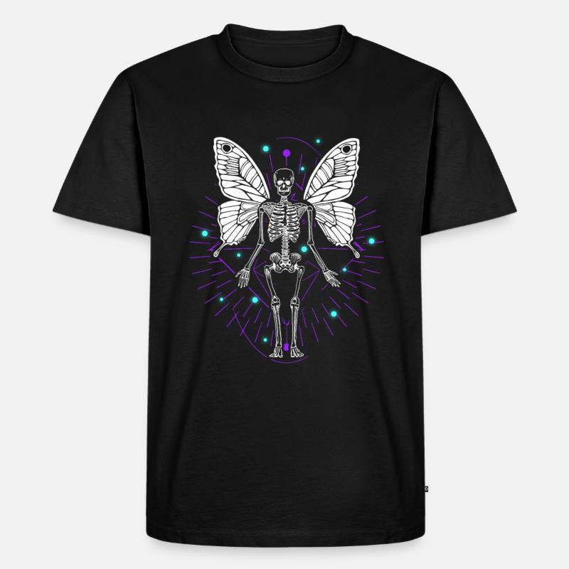 Skeleton Butterfly Dripping Skull Goth - Männer Premium Bio T-Shirt - Schwarz