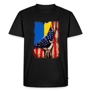 Fight for Ukraine USA Flag Ukraine - Men's Premium Organic T-Shirt - black - Front - Nico (187cm)