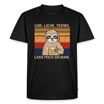 Live laugh Leave me alone Sloth - Men's Premium Organic T-Shirt - black - Front - Nico (187cm)