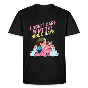 Je me fiche de ce que dit la Bible Kawaii satanique - T-shirt Premium bio Homme - noir - Devant - Nico (187cm)