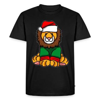 Chapeau de Noël du lion - T-shirt Premium bio Homme - noir - Devant - Nico (187cm)