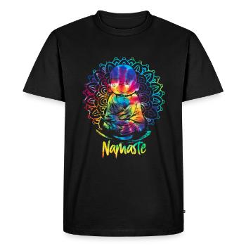 Namaste Zen Yoga Médite - T-shirt Premium bio Homme - noir - Devant - Nico (187cm)