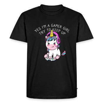 Oui, je suis une fille de joueur Essayez de garder Gamer - T-shirt Premium bio Homme - noir - Devant - Nico (187cm)