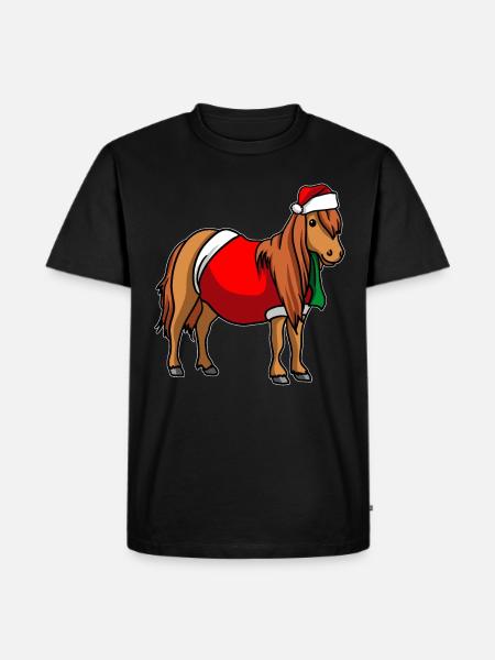 Pony with Christmas Sweater - Men's Premium Organic T-Shirt - black