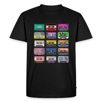 Cassette Mixtape Années 80 90s Cassette de musique - T-shirt Premium bio Homme - noir - Devant - Nico (187cm)