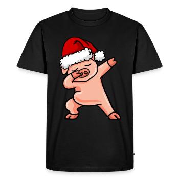 Dabbing Santa Pig - Men's Premium Organic T-Shirt - black - Front - Nico (187cm)