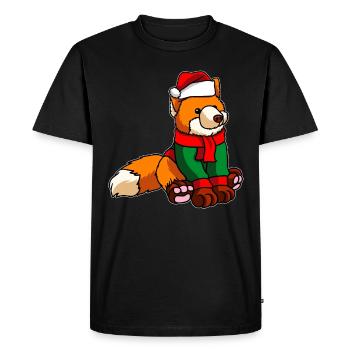Renard Père Noël - T-shirt Premium bio Homme - noir - Devant - Nico (187cm)