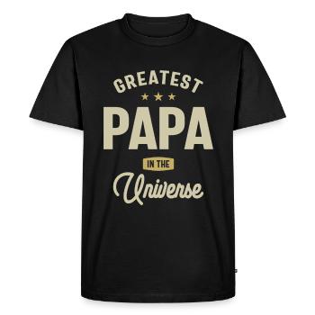 Greatest Papa in The Universe - Dad Grandpa - Men's Premium Organic T-Shirt - black - Front - Nico (187cm)