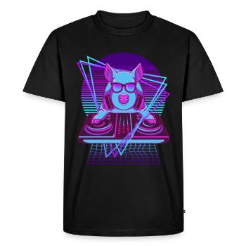 Party Music Techno Pig Vaporwave DJ Pig - T-shirt Premium bio Homme - noir - Devant - Nico (187cm)