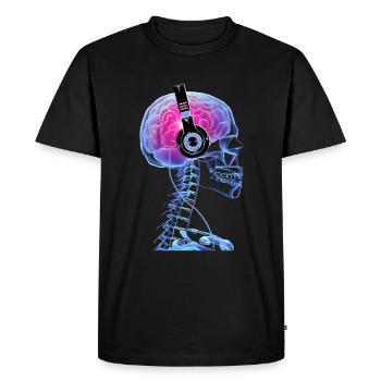 Skull Headphone Music Lovers Techno Skeleton - Men's Premium Organic T-Shirt - black - Front - Nico (187cm)