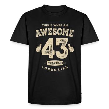 Funny 43rd Birthday Age 43 Years Old - Men's Premium Organic T-Shirt - black - Front - Nico (187cm)