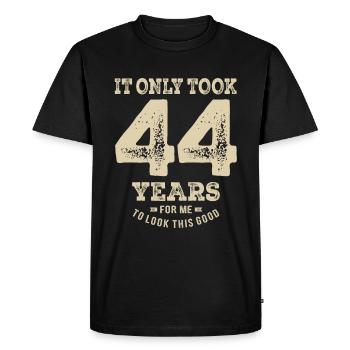 Funny 44th Birthday Age 44 Years Old - Men's Premium Organic T-Shirt - black - Front - Nico (187cm)