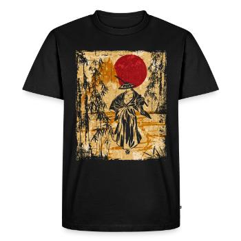 Samouraï Art Japonais Vintage Fighter Rétro - T-shirt Premium bio Homme - noir - Devant - Nico (187cm)