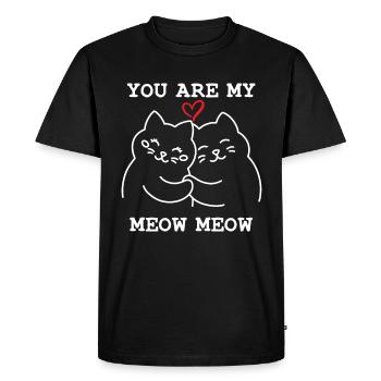 Tu es mon chat miaou miaou - T-shirt Premium bio Homme - noir - Devant - Nico (187cm)