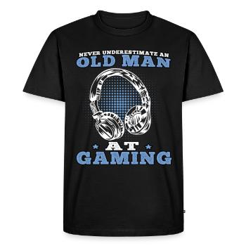 Vieil homme jouer jeux vidéo joueurs joueurs - T-shirt Premium bio Homme - noir - Devant - Nico (187cm)