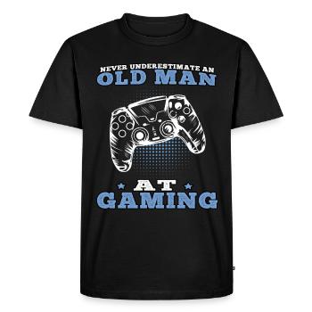 Vieil homme jouer jeux vidéo joueurs joueurs - T-shirt Premium bio Homme - noir - Devant - Nico (187cm)