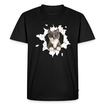 Cute Kitten Ripped Cats Cat Lovers - Men's Premium Organic T-Shirt - black - Front - Nico (187cm)