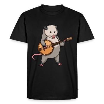 Opossum Animal Playing Banjo Banjo Player - Men's Premium Organic T-Shirt - black - Front - Nico (187cm)