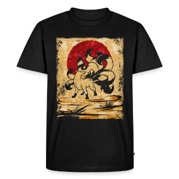 Neunschwänziger Fuchs Japanische Retro Kunst - Männer Premium Bio T-Shirt - Schwarz - Vorne - Nico (187cm)