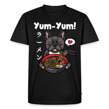 Yum Yum Japan Anime Ramen Noodle Bulldog - Men's Premium Organic T-Shirt - black - Front - Nico (187cm)
