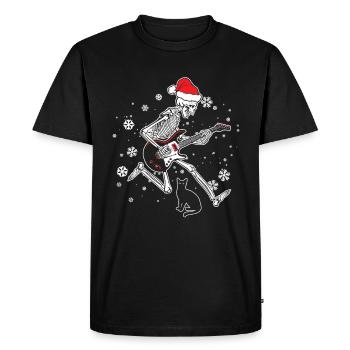 Skeleton Plays Electric Guitar Cat Christmas Hat - Men's Premium Organic T-Shirt - black - Front - Nico (187cm)