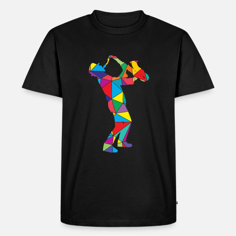 Low Poly Polygon Saxophon - Männer Premium Bio T-Shirt - Schwarz