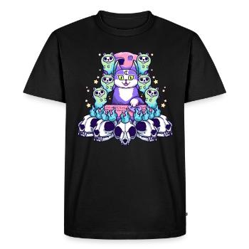 Kawaii Pastel Goth Effrayant Occulte Chat Satan - T-shirt Premium bio Homme - noir - Devant - Nico (187cm)