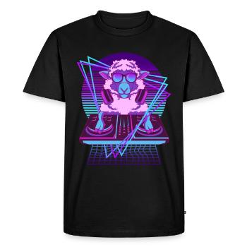 Vaporwave Sheep DJ Desk Sheep - T-shirt Premium bio Homme - noir - Devant - Nico (187cm)