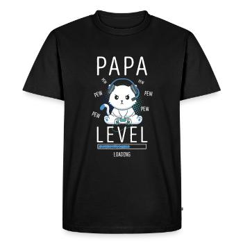Level PAPA Loading Pregnancy Gaming Cat - Men's Premium Organic T-Shirt - black - Front - Nico (187cm)