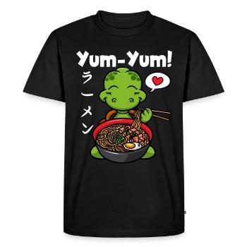 Yum Yum Japan Anime Ramen Noodle Turtle - Men's Premium Organic T-Shirt - black - Front - Nico (187cm)