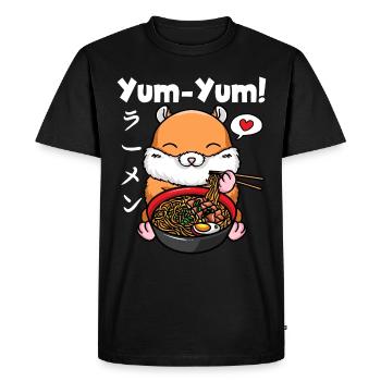 Yum Yum Japan Anime Ramen Noodle Hamster - Men's Premium Organic T-Shirt - black - Front - Nico (187cm)