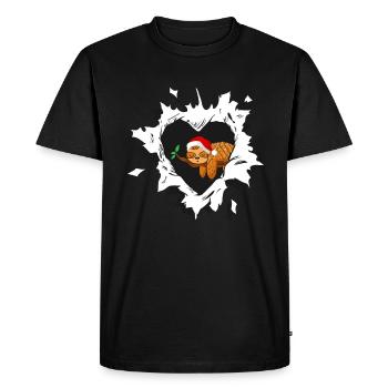 Cœur déchiré Joyeux Noël Père Noël Paresseux - T-shirt Premium bio Homme - noir - Devant - Nico (187cm)