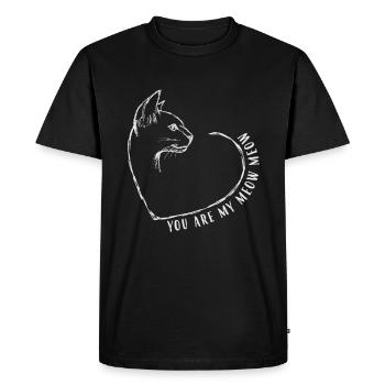 Tu es mon chat miaou miaou - T-shirt Premium bio Homme - noir - Devant - Nico (187cm)