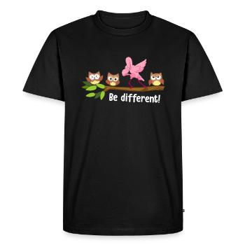 Soyez différent Flamingo Soyez vous Autisme Flamingo - T-shirt Premium bio Homme - noir - Devant - Nico (187cm)