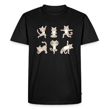 Yoga Cat Meditation Cat Does Yoga Exercises - Men's Premium Organic T-Shirt - black - Front - Nico (187cm)