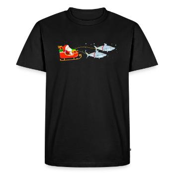 Requin renne de Santa - T-shirt Premium bio Homme - noir - Devant - Nico (187cm)