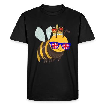 Abeille portant la couronne de la reine d’Angleterre - T-shirt Premium bio Homme - noir - Devant - Nico (187cm)