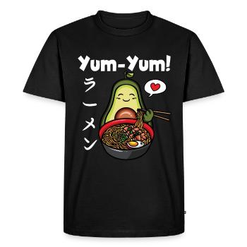 Yum Yum Japan Anime Ramen Noodle Fruit Avocado - Men's Premium Organic T-Shirt - black - Front - Nico (187cm)