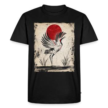 Crane Art Japanese Art Vintage Retro - Men's Premium Organic T-Shirt - black - Front - Nico (187cm)