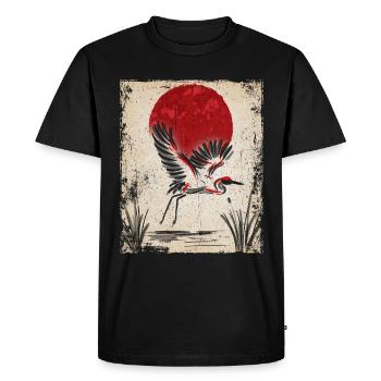 Crane Art Japanese Art Vintage Retro - Men's Premium Organic T-Shirt - black - Front - Nico (187cm)