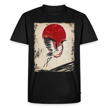 Crane Art Japanese Art Vintage Retro - Men's Premium Organic T-Shirt - black - Front - Nico (187cm)